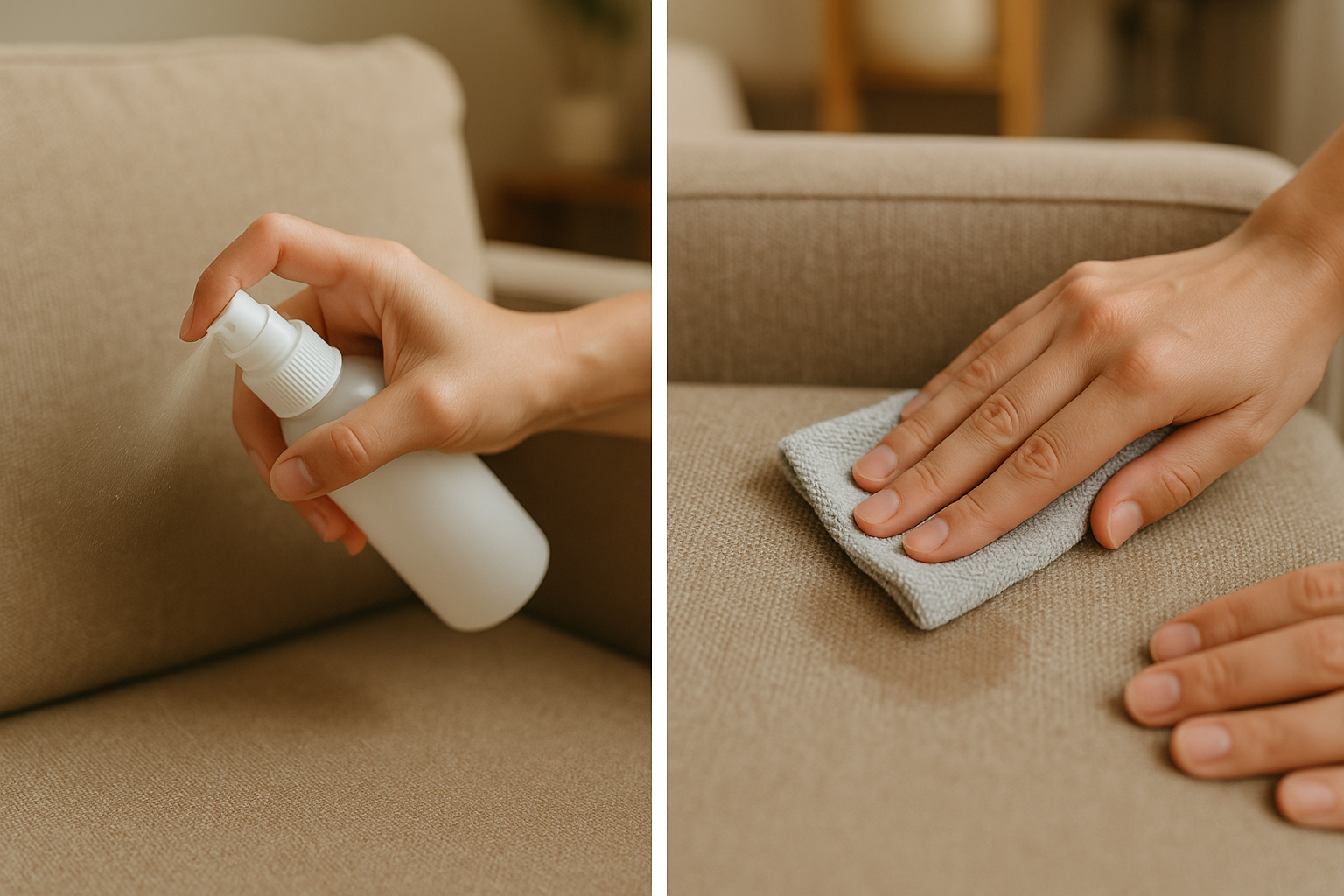 Étapes de nettoyage canapé - aspiration et préparation