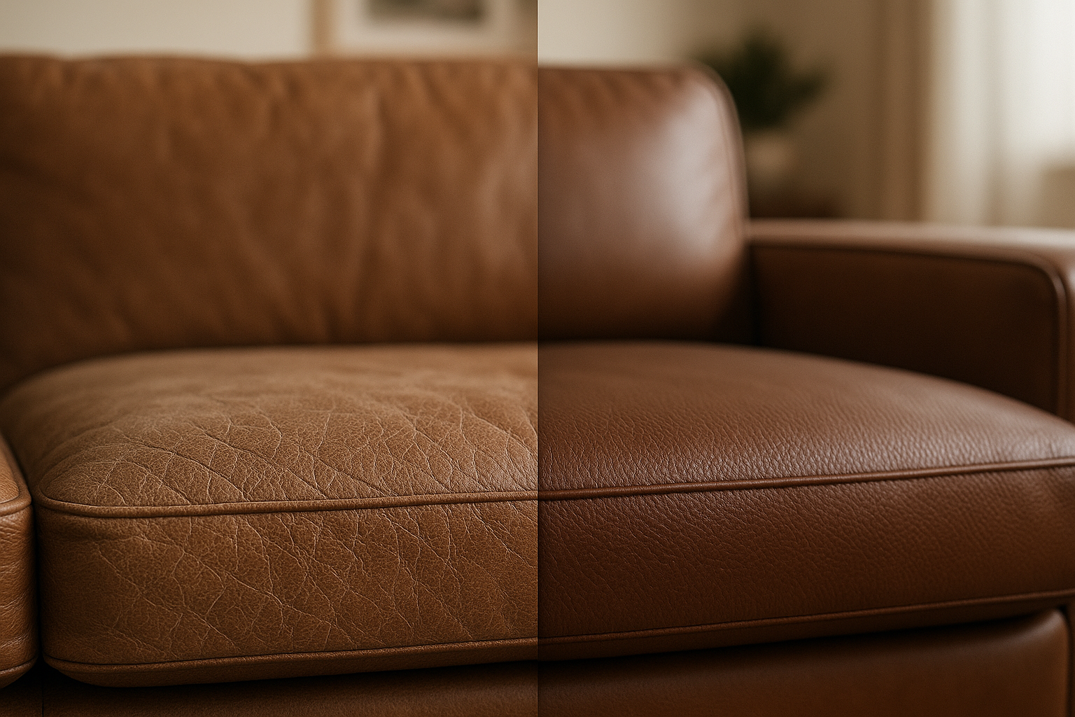 Canapé en cuir beige propre - conseils d'entretien