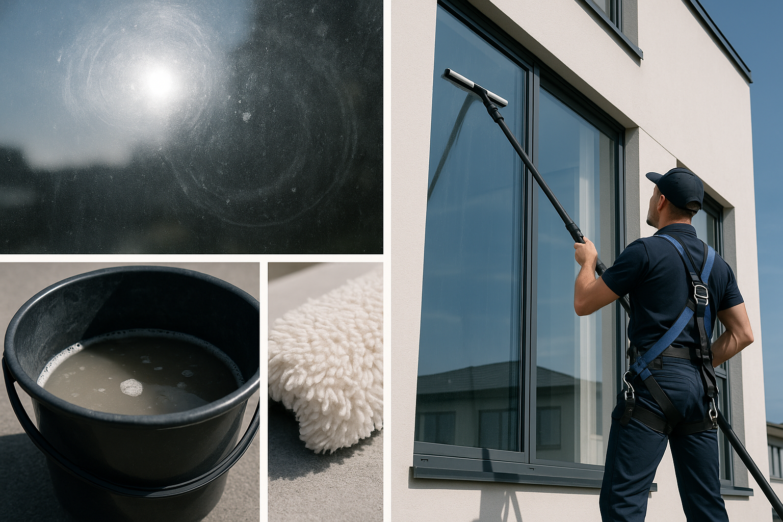 Étapes nettoyage vitres raclage séquentiel