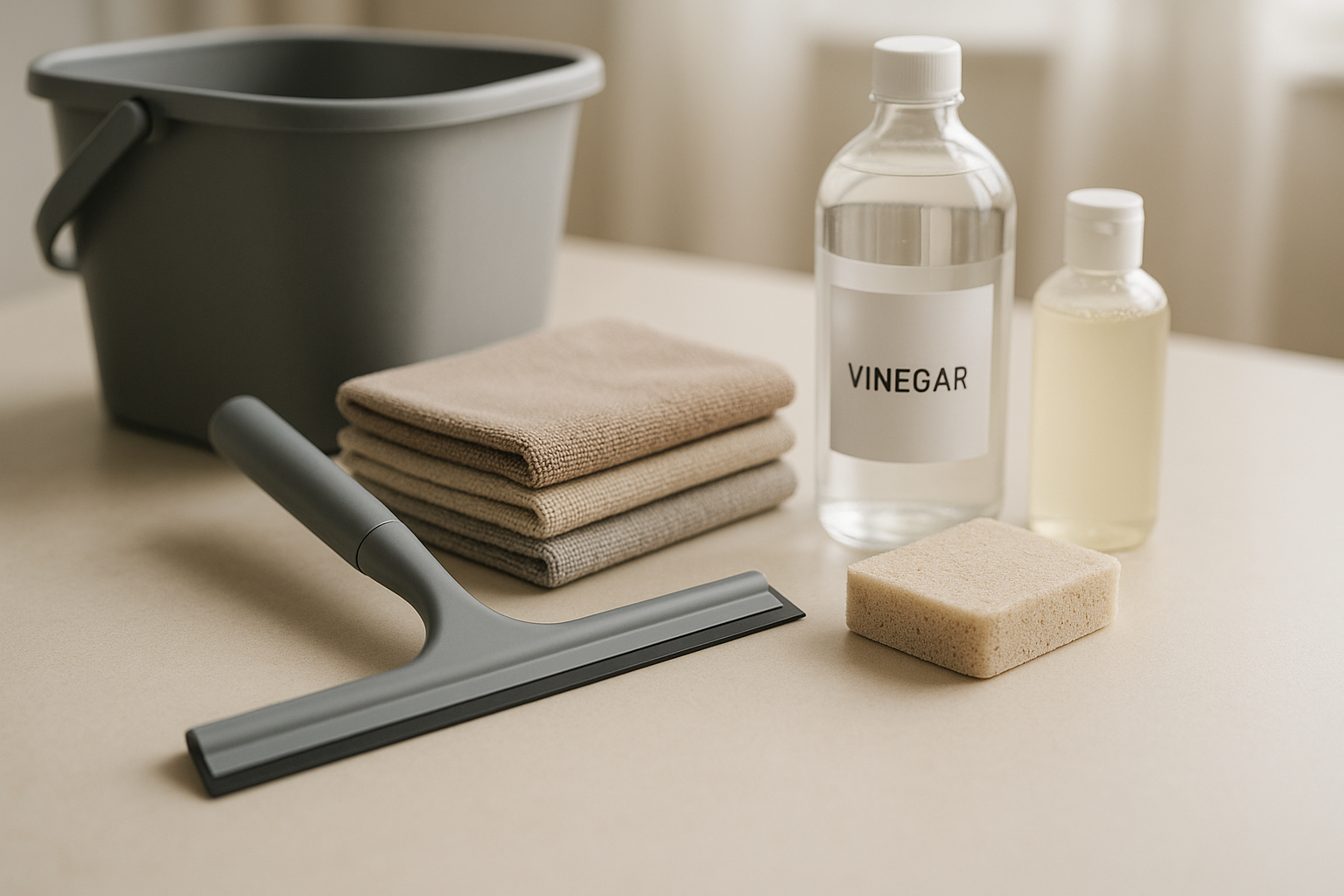 outils nettoyage vitres raclette microfibre