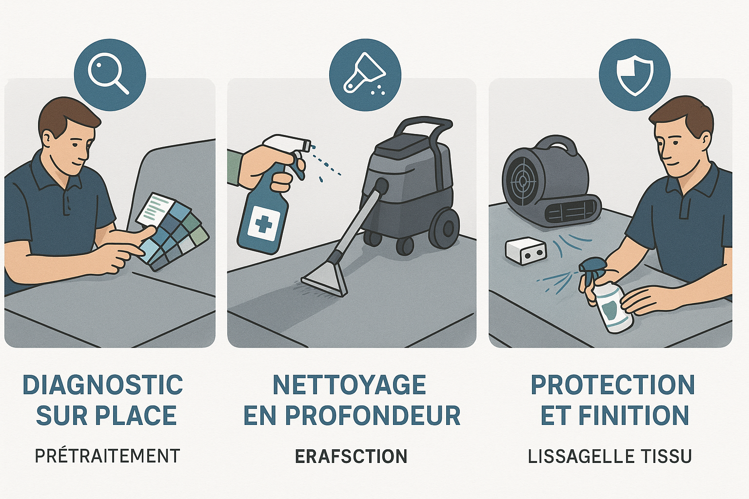 Technicien MaxPropre nettoyant un canapé