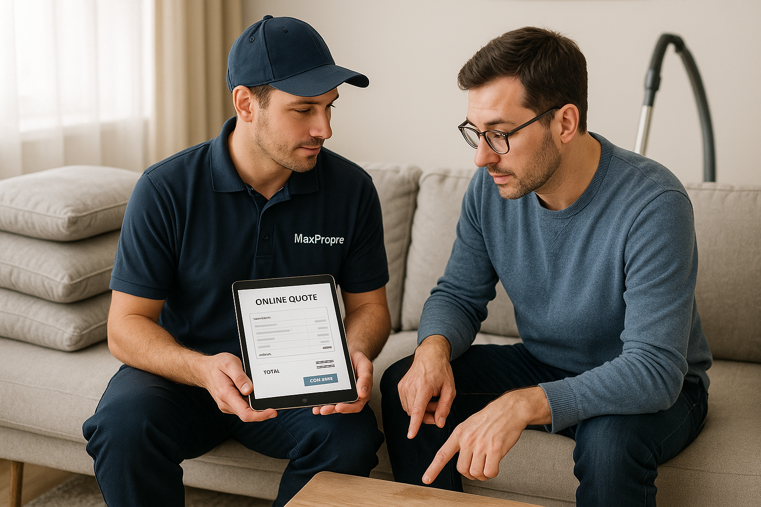 Préparation canapé avant intervention - MaxPropre