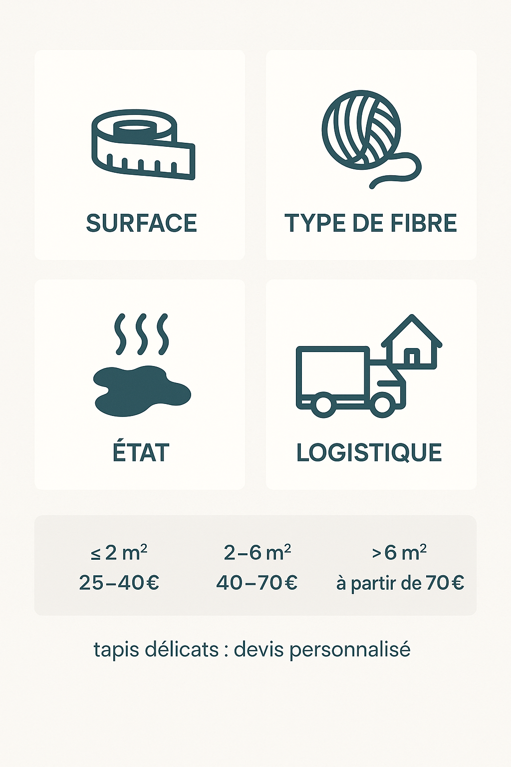 Tarifs nettoyage tapis - estimation prix selon surface et fibres