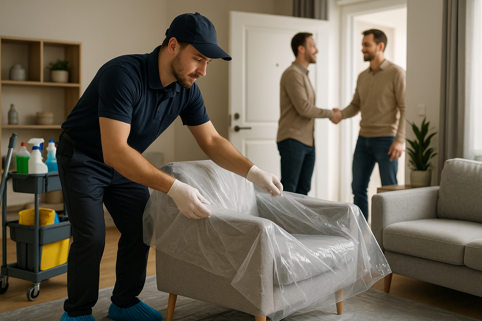 Technicien effectuant un nettoyage professionnel