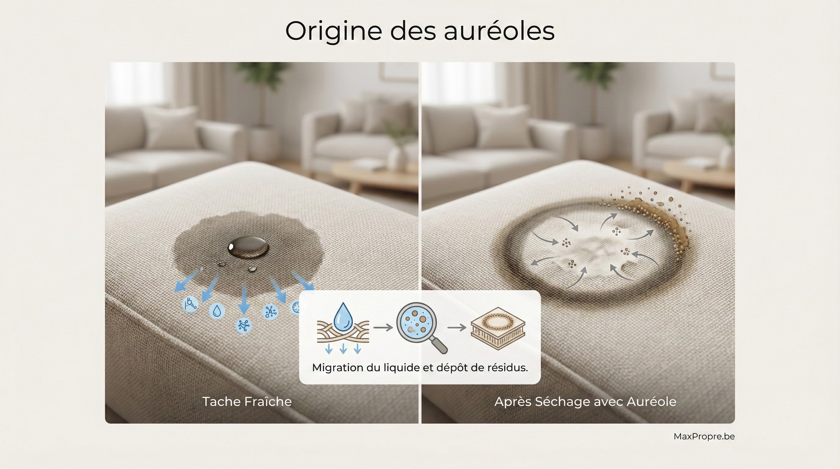 Auréoles sur canapé explication causes
