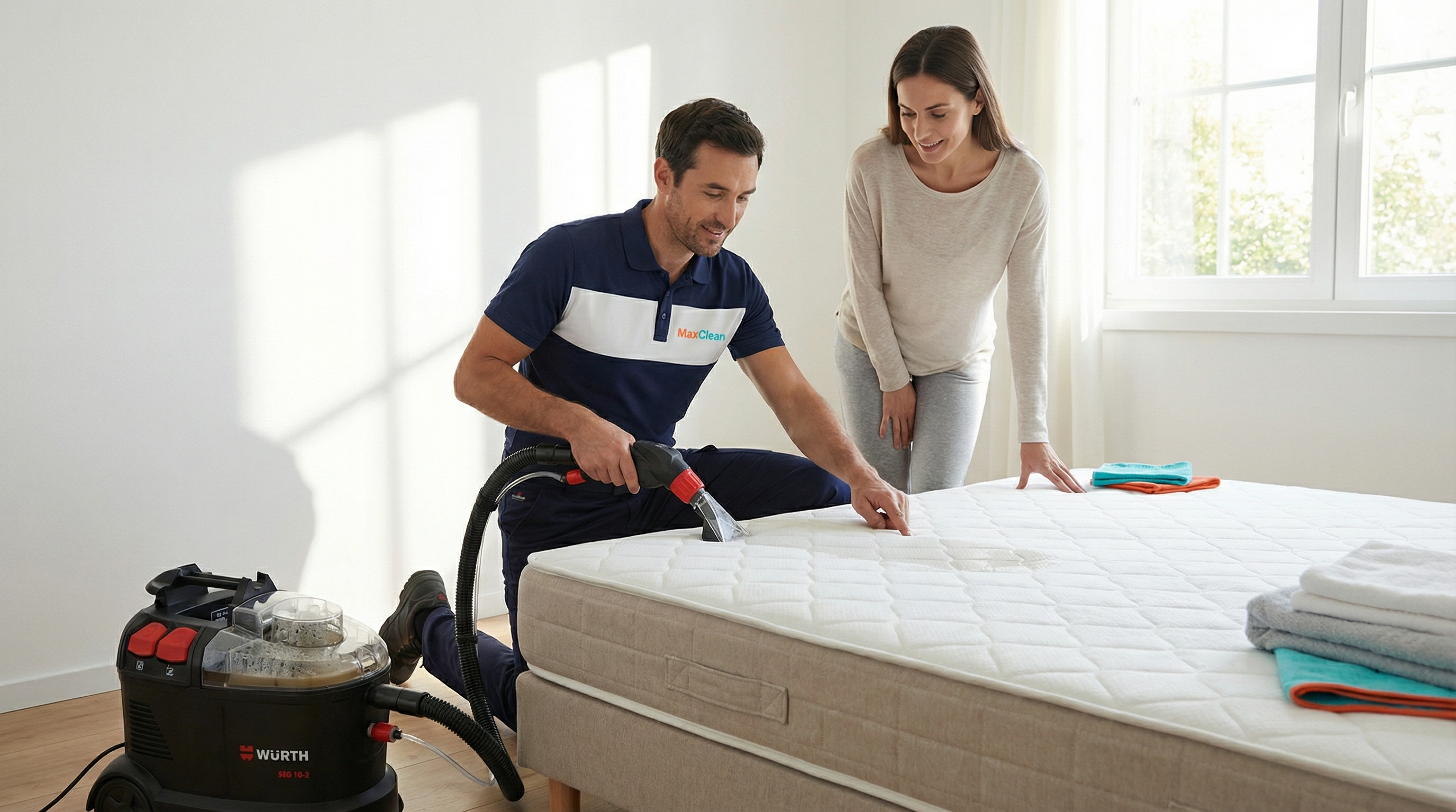 Nettoyage professionnel de matelas - avant après