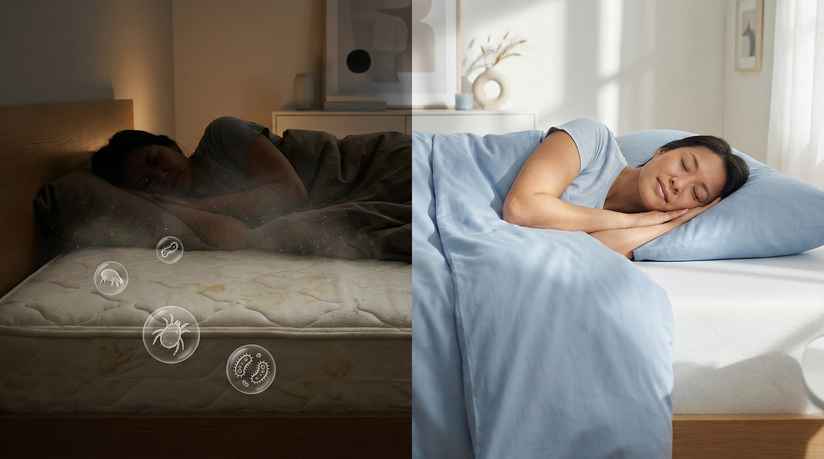 Matelas propre après nettoyage professionnel - MaxPropre