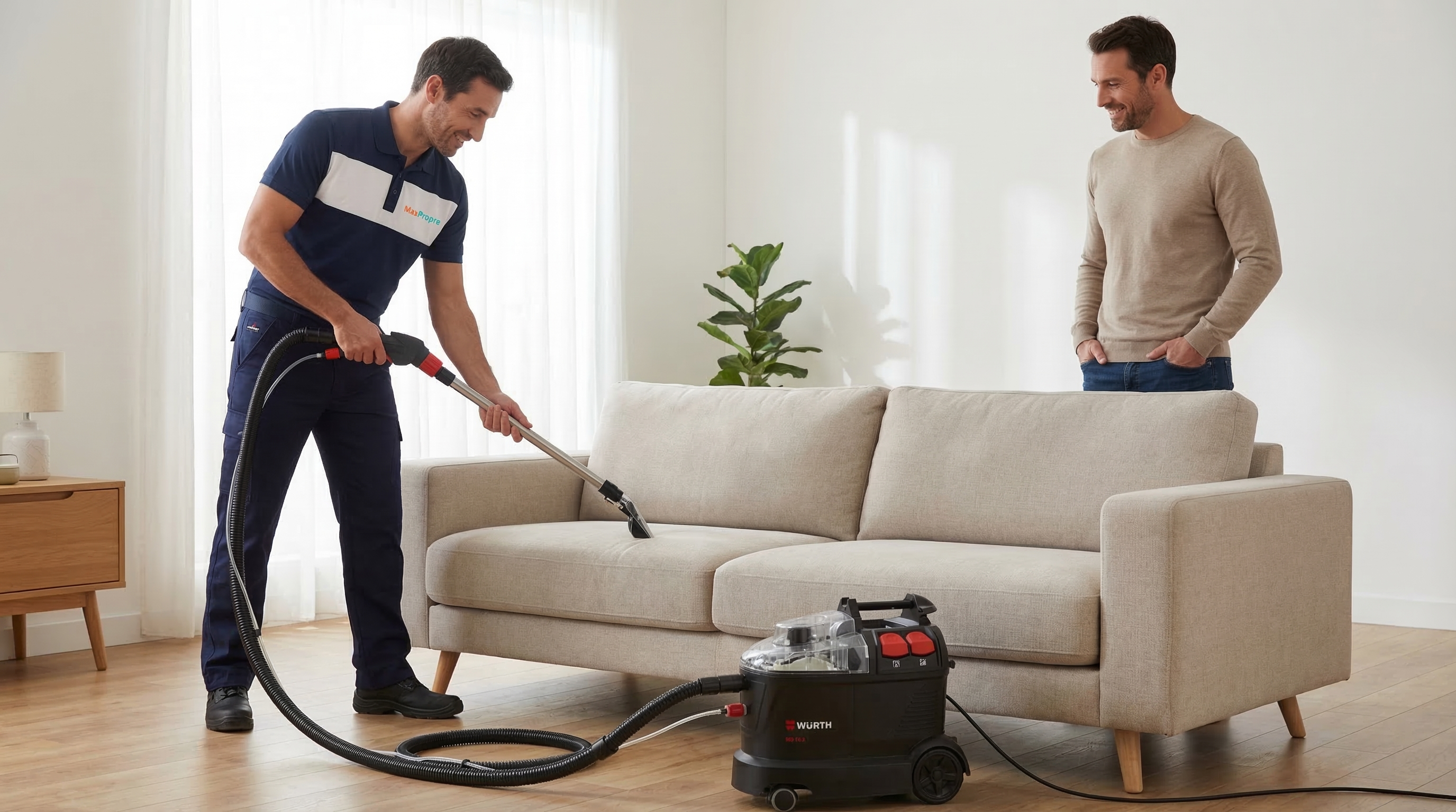 Méthode professionnelle injection-extraction pour nettoyage de canapé et matelas