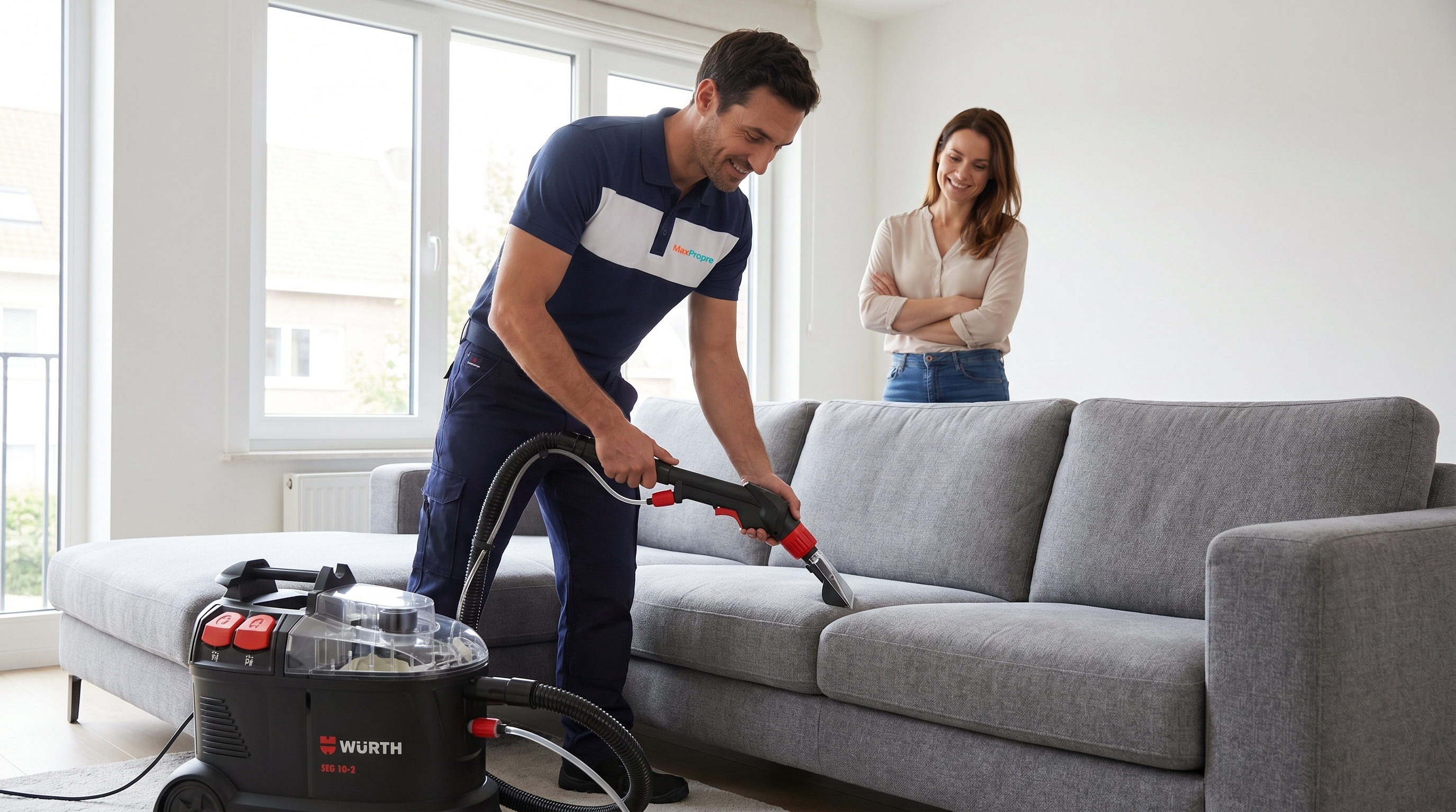 Technicien MaxPropre nettoyage professionnel canapé odeur urine chien chat